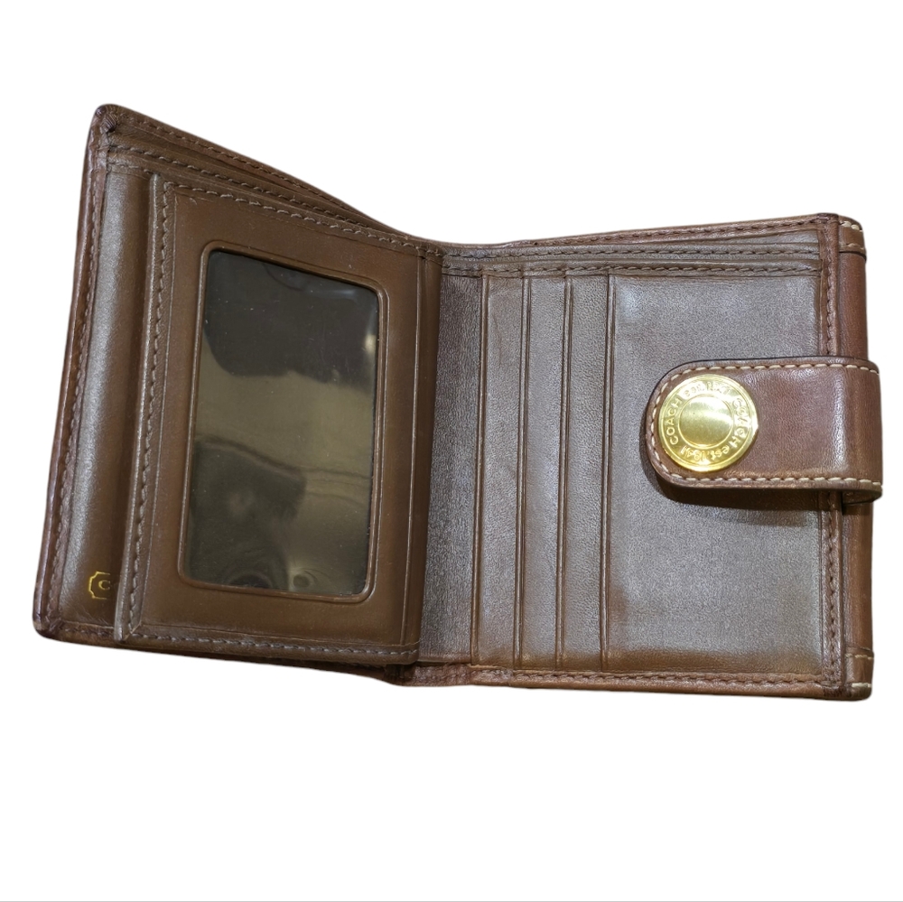 Coach Brown Signature Monogram Billfold Wallet Pre Owned Condition - Picture 3 of 9